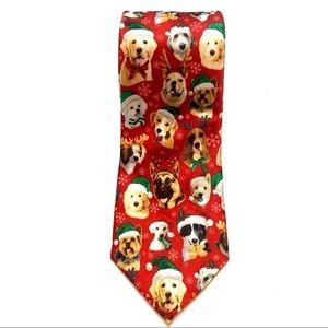 Dog with Santa hat Christmas tie by George